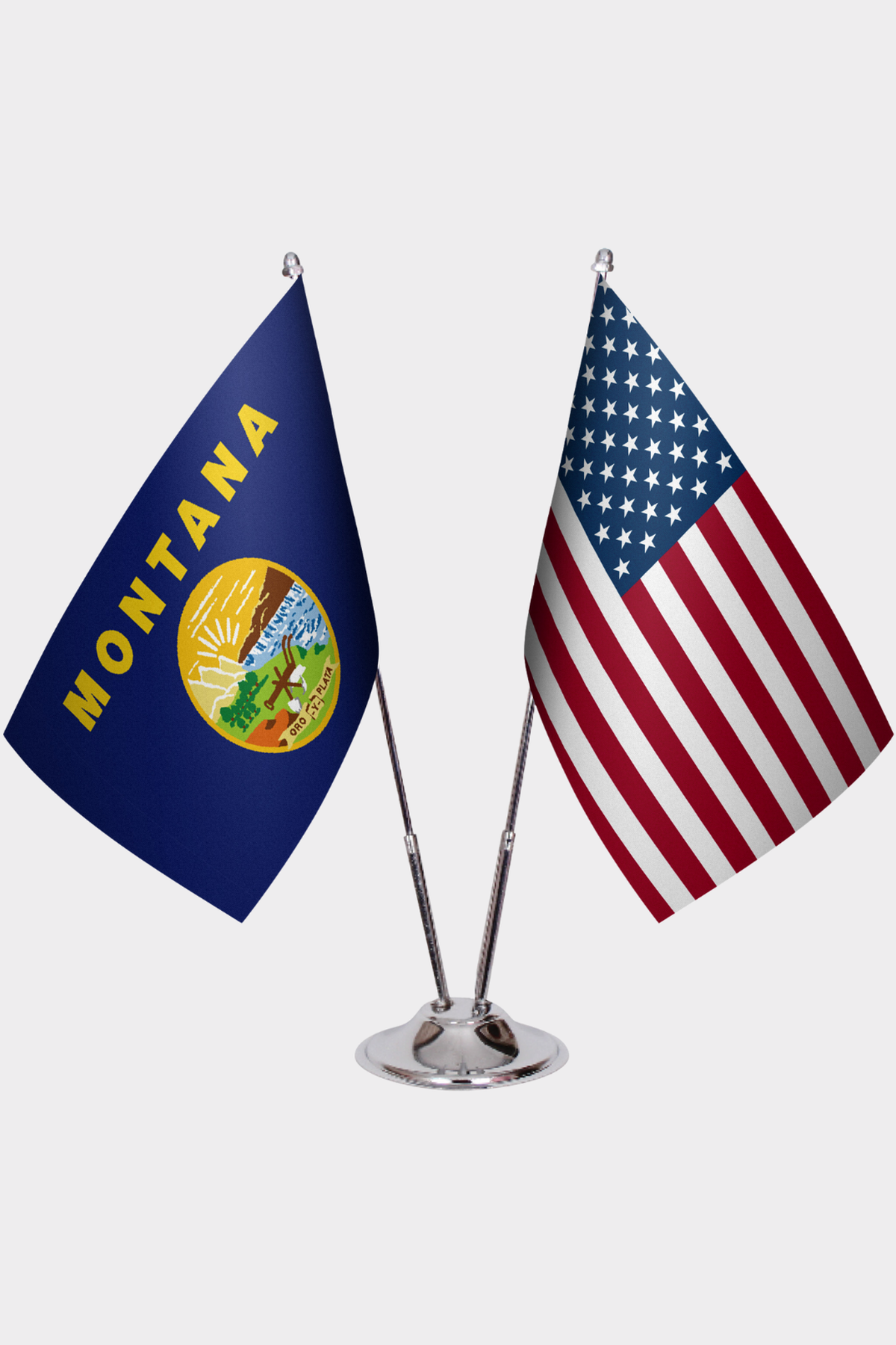 Montana & U.S. Desk Flag Set — Double Satin