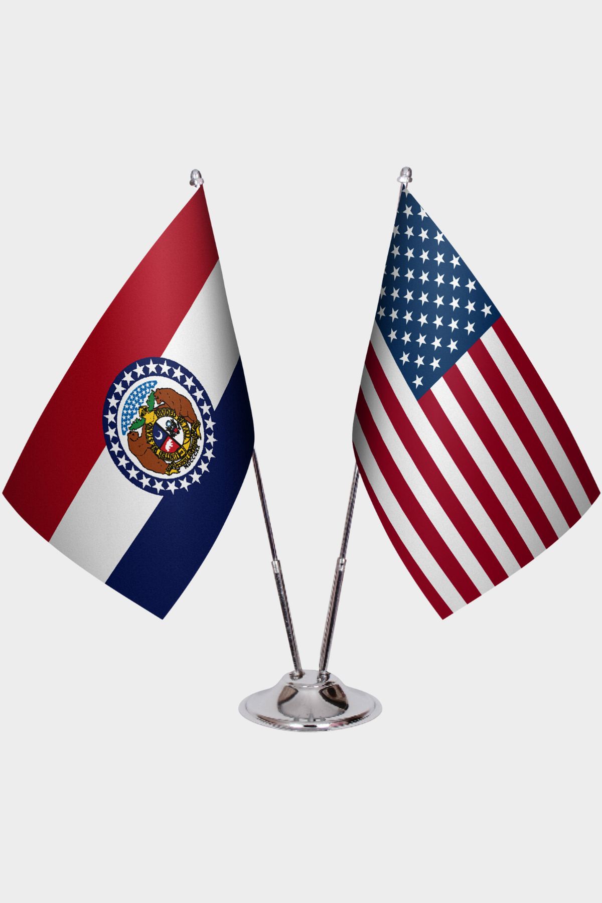 Missouri & U.S. Desk Flag Set — Double Satin