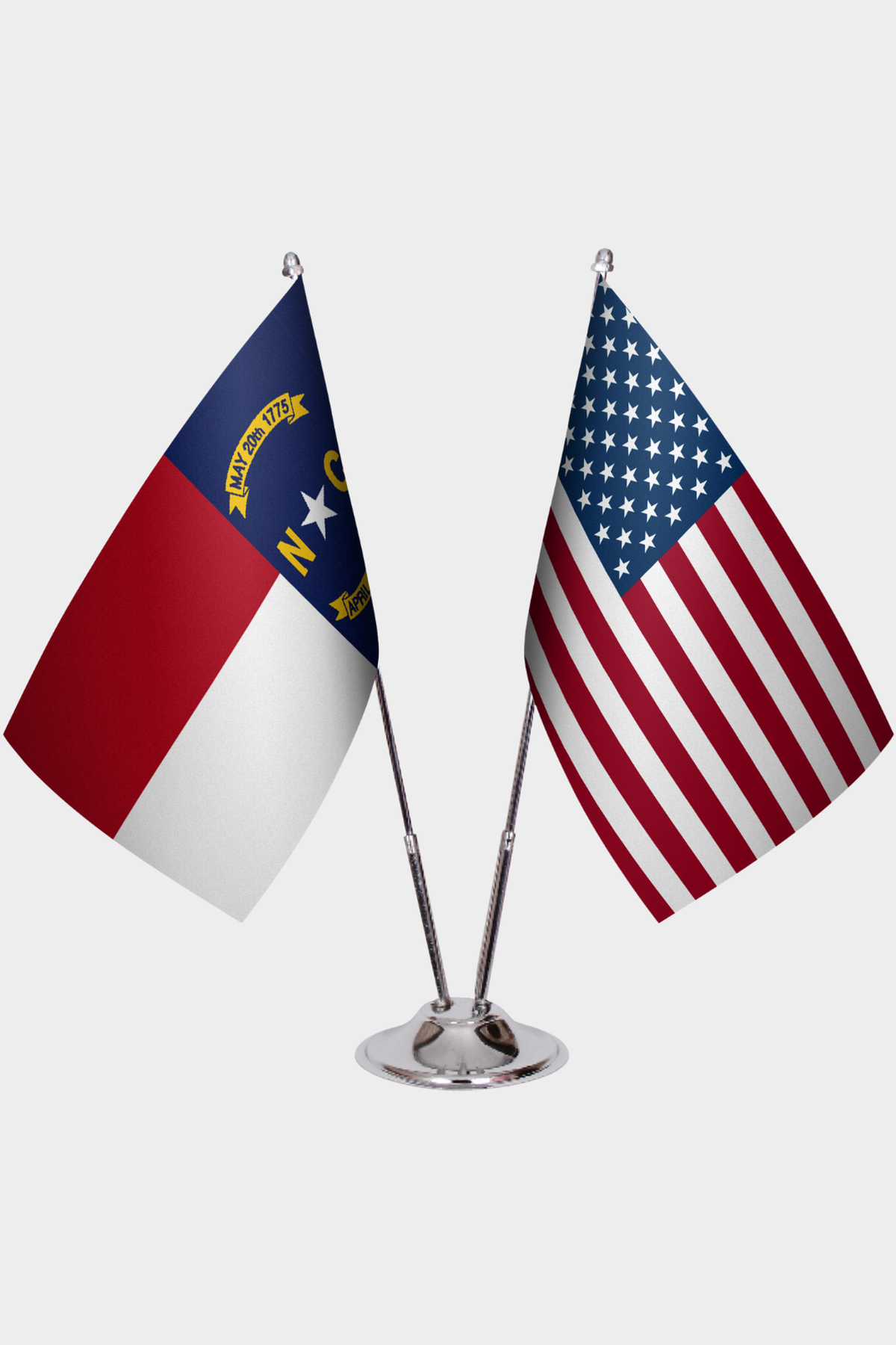North Carolina & U.S. Desk Flag Set — Double Satin
