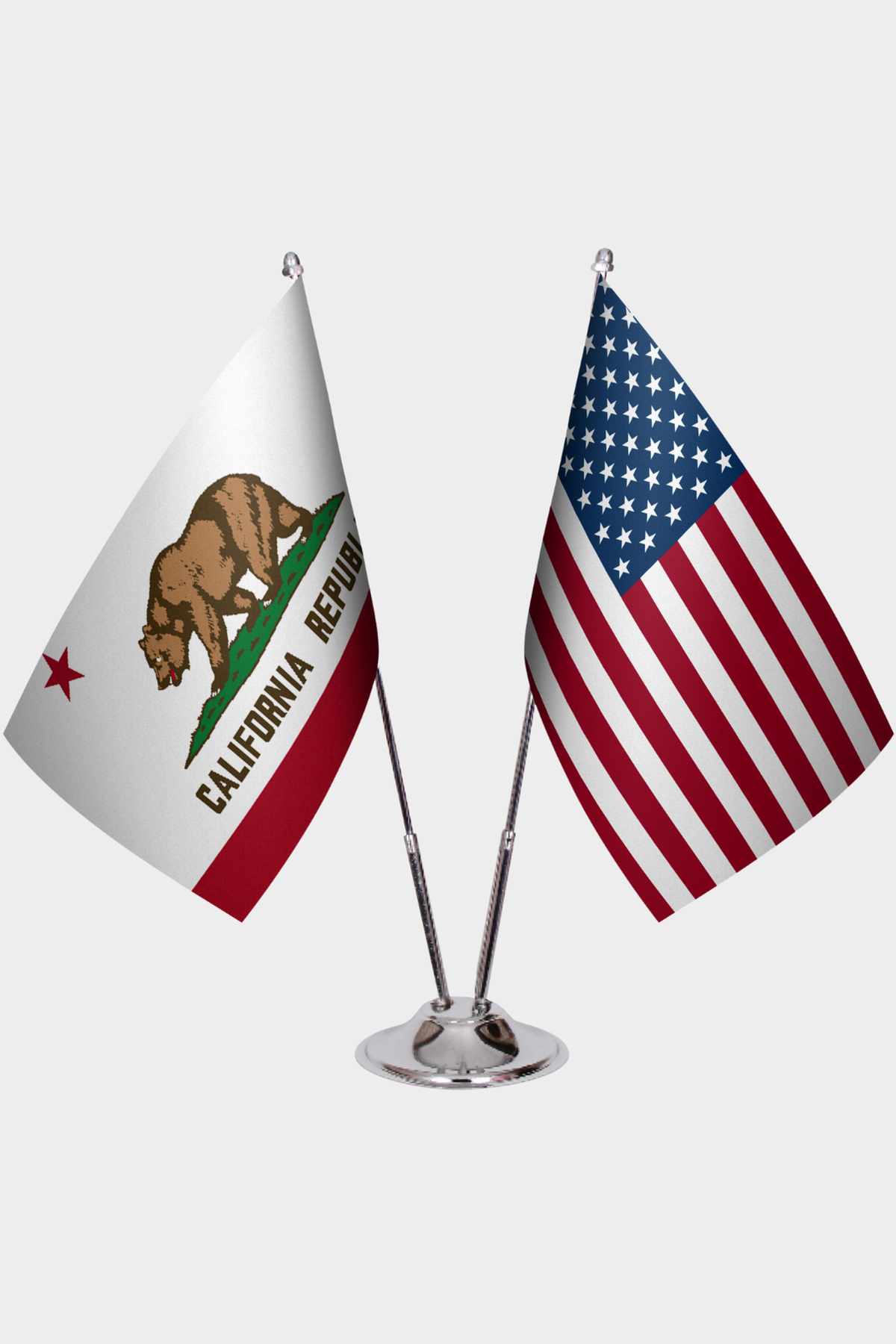 California & U.S. Desk Flag Set — Double Satin