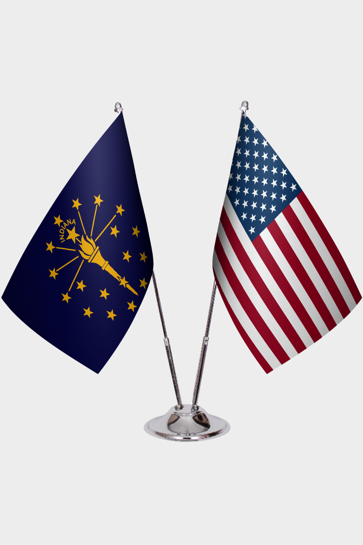Indiana & U.S. Desk Flag Set — Double Satin