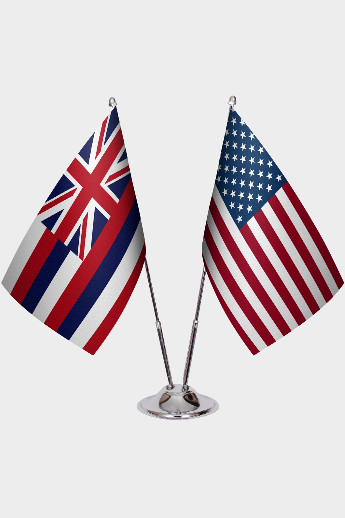 Hawaii & U.S. Desk Flag Set — Double Satin