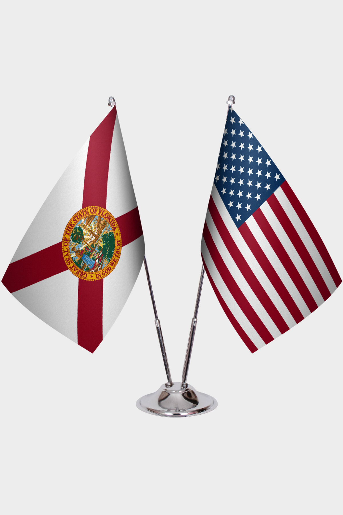 Florida & U.S. Desk Flag Set — Double Satin