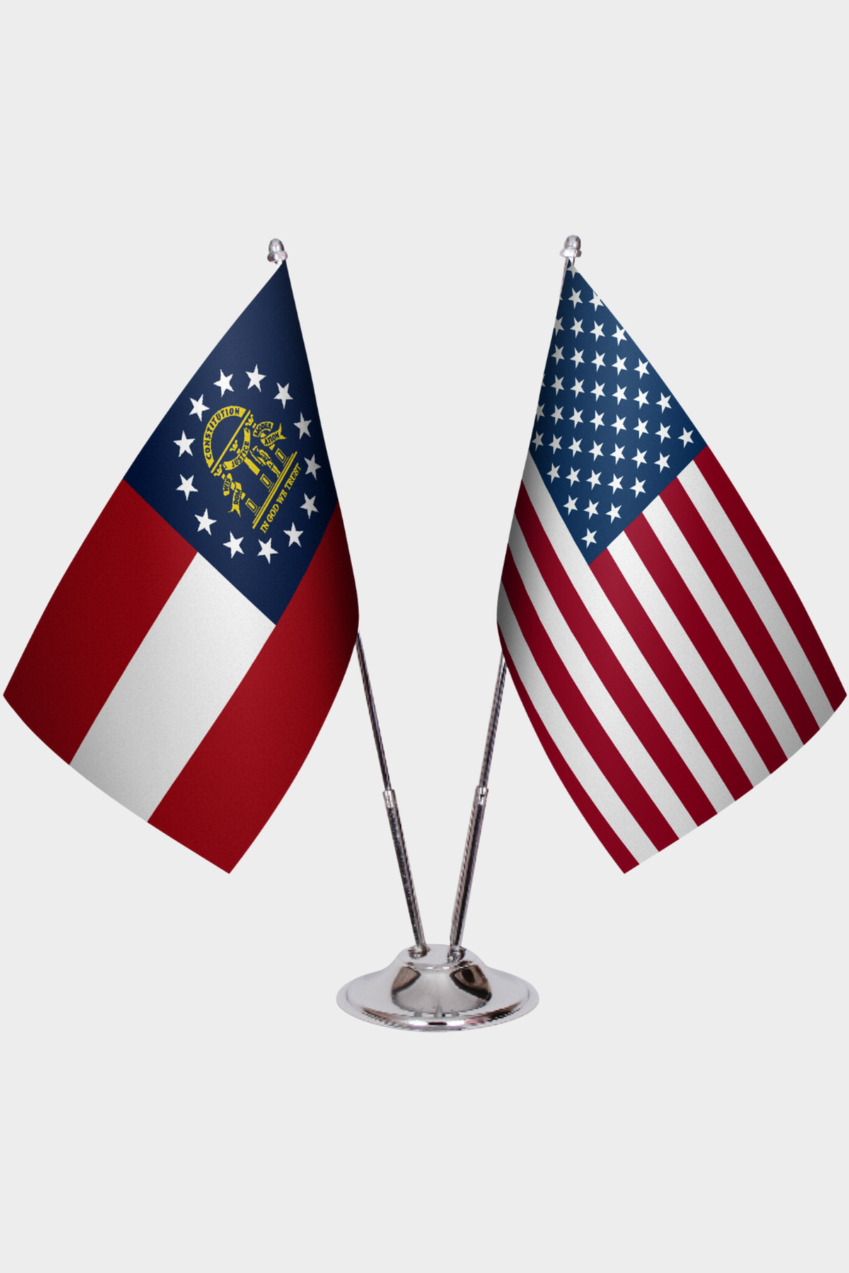 Georgia & U.S. Desk Flag Set — Double Satin
