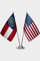 Georgia & U.S. Desk Flag Set — Double Satin