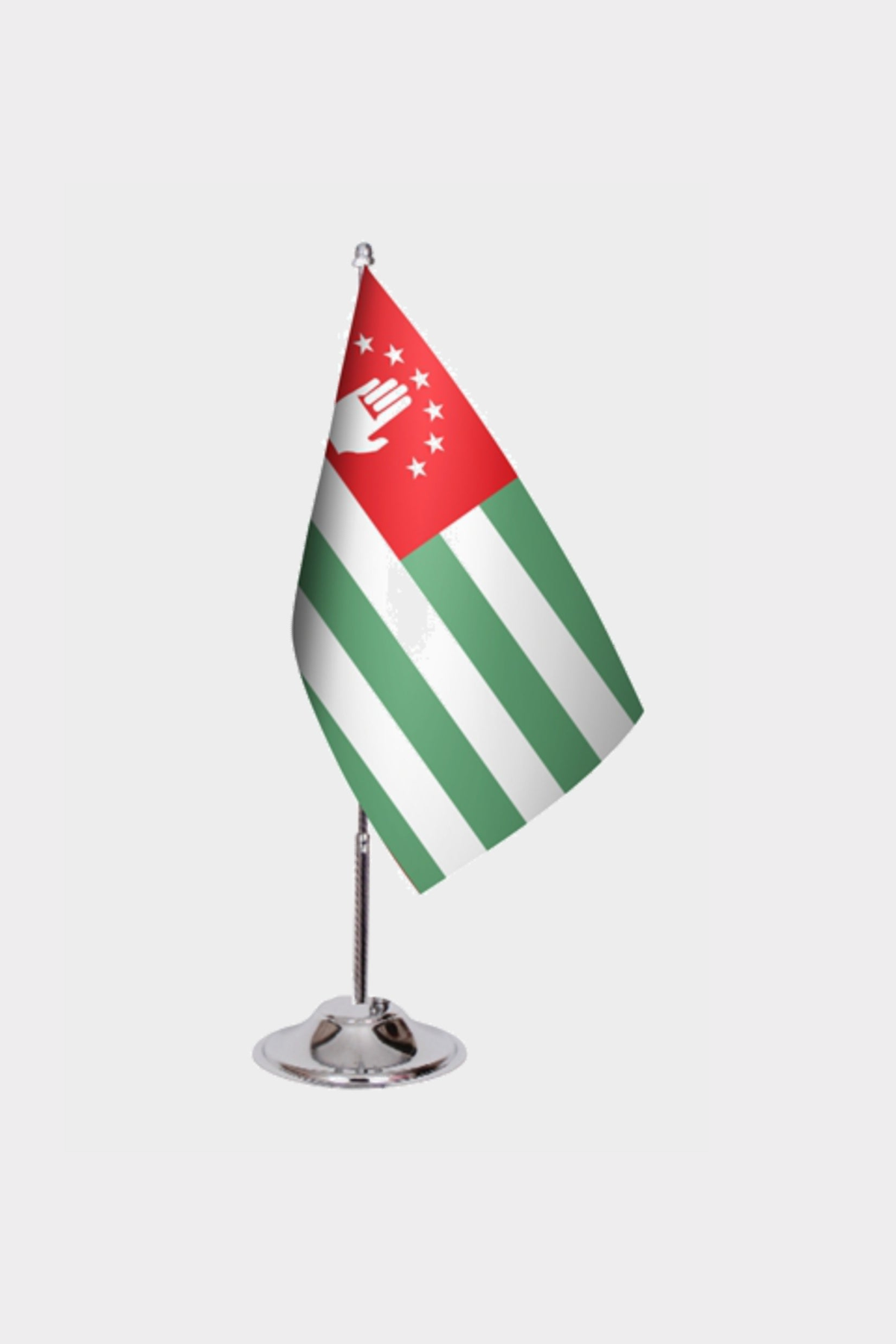 Abhazya Desk Flag - Premium Double-Layer Satin with Chrome L-Shaped Stand | Professional Quality Country Desk Flag for Government Offices and Institutions
