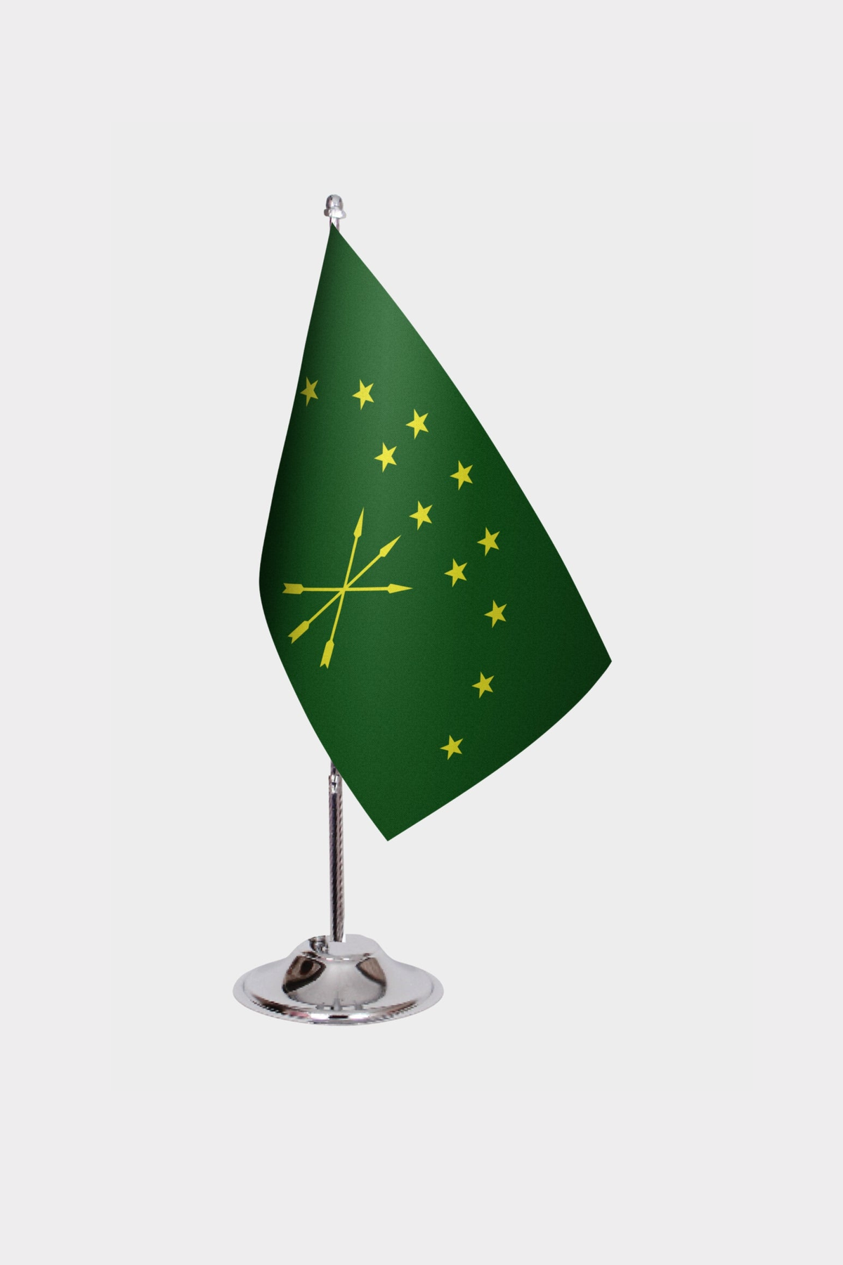 Adige Desk Flag - Premium Double-Layer Satin with Chrome L-Shaped Stand | Professional Quality Country Desk Flag for Government Offices and Institutions
