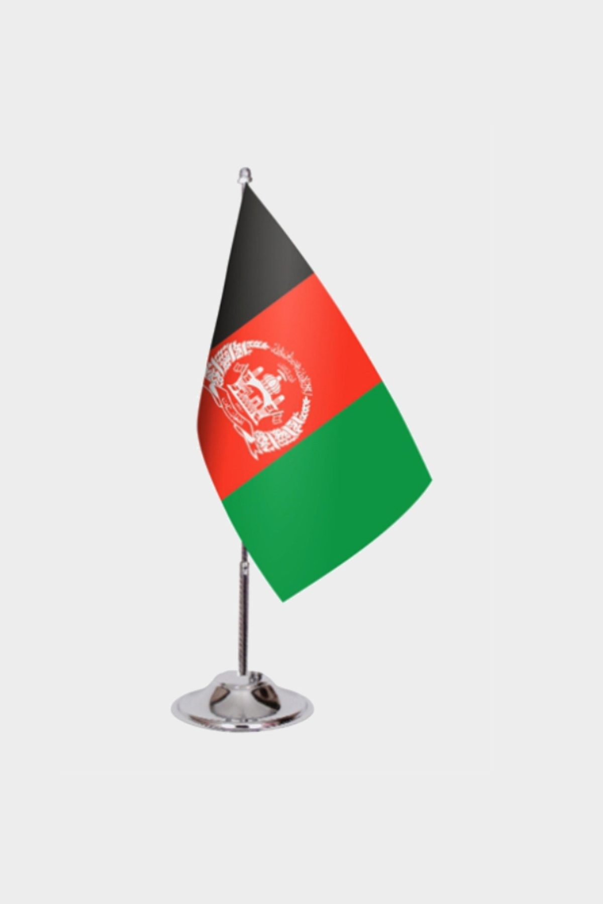 Afghanistan Desk Flag - Premium Double-Layer Satin with Chrome L-Shaped Stand | Professional Quality Country Desk Flag for Government Offices and Institutions