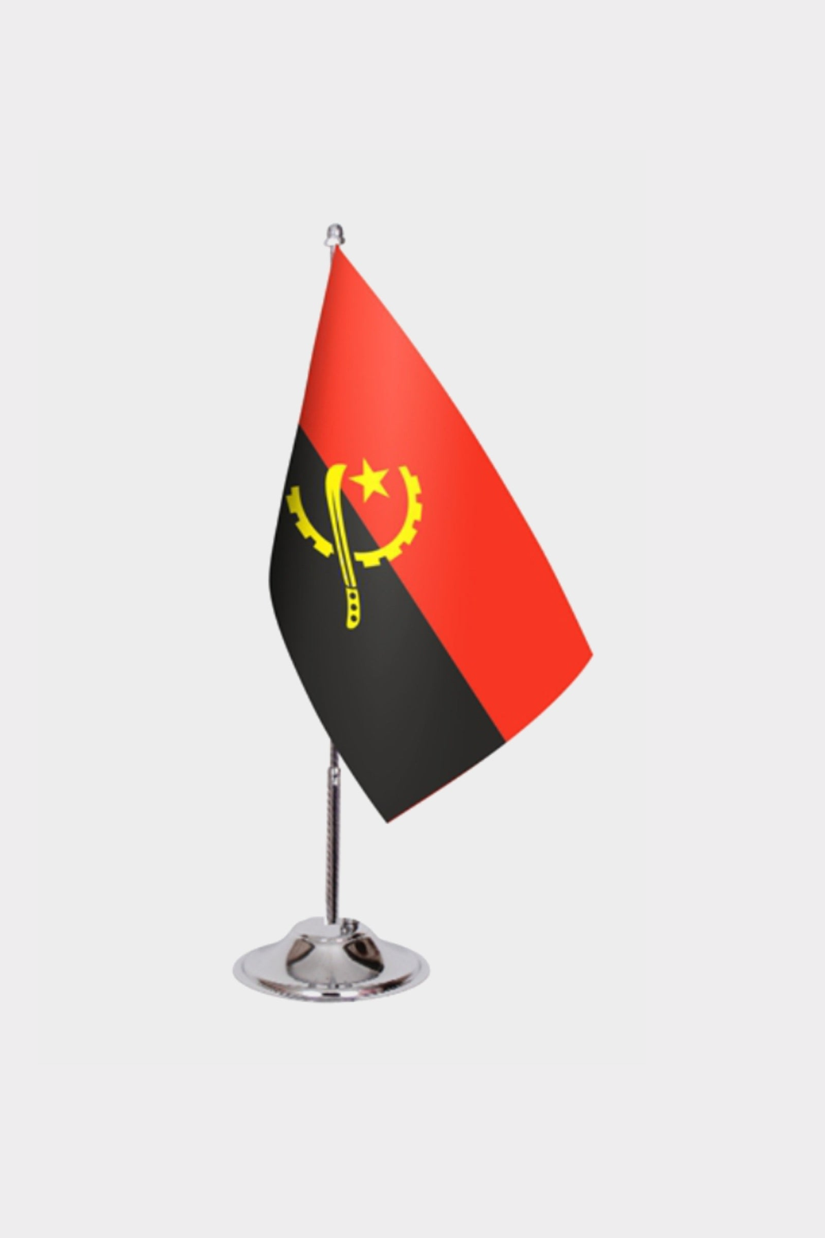 Angola Desk Flag - Premium Double-Layer Satin with Chrome L-Shaped Stand | Professional Quality Country Desk Flag for Government Offices and Institutions