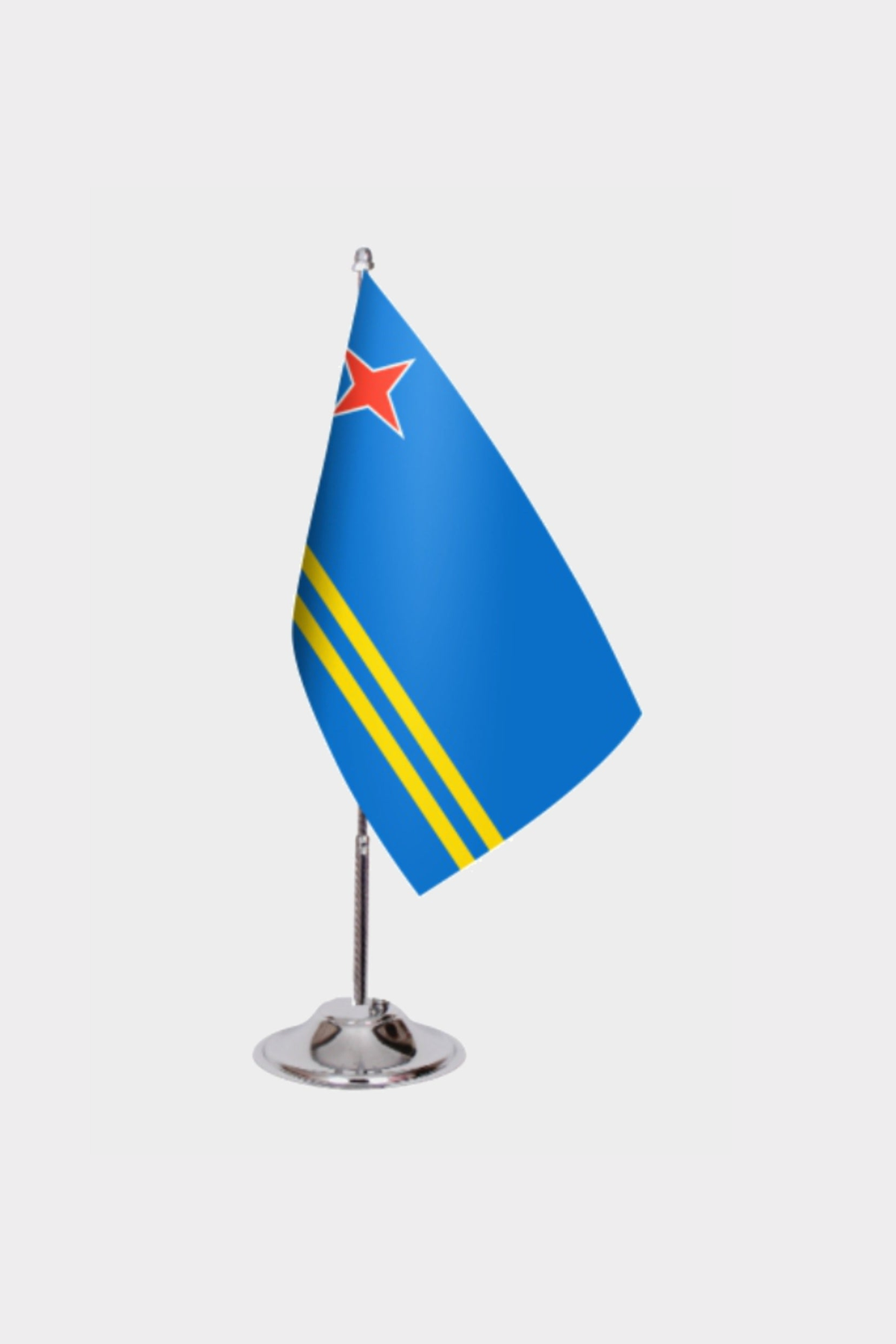 Arruba Desk Flag - Premium Double-Layer Satin with Chrome L-Shaped Stand | Professional Quality Country Desk Flag for Government Offices and Institutions