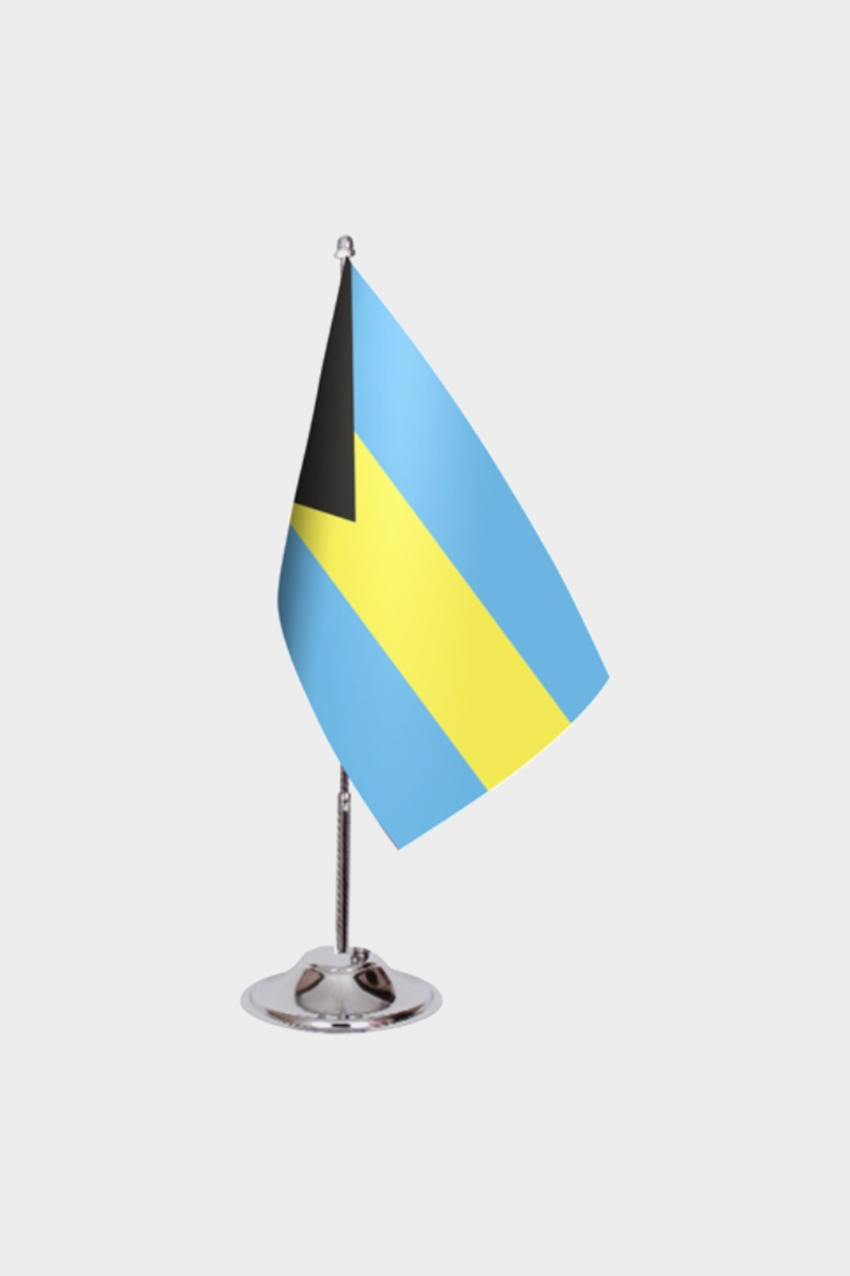 Bahama Desk Flag - Premium Double-Layer Satin with Chrome L-Shaped Stand | Professional Quality Country Desk Flag for Government Offices and Institutions