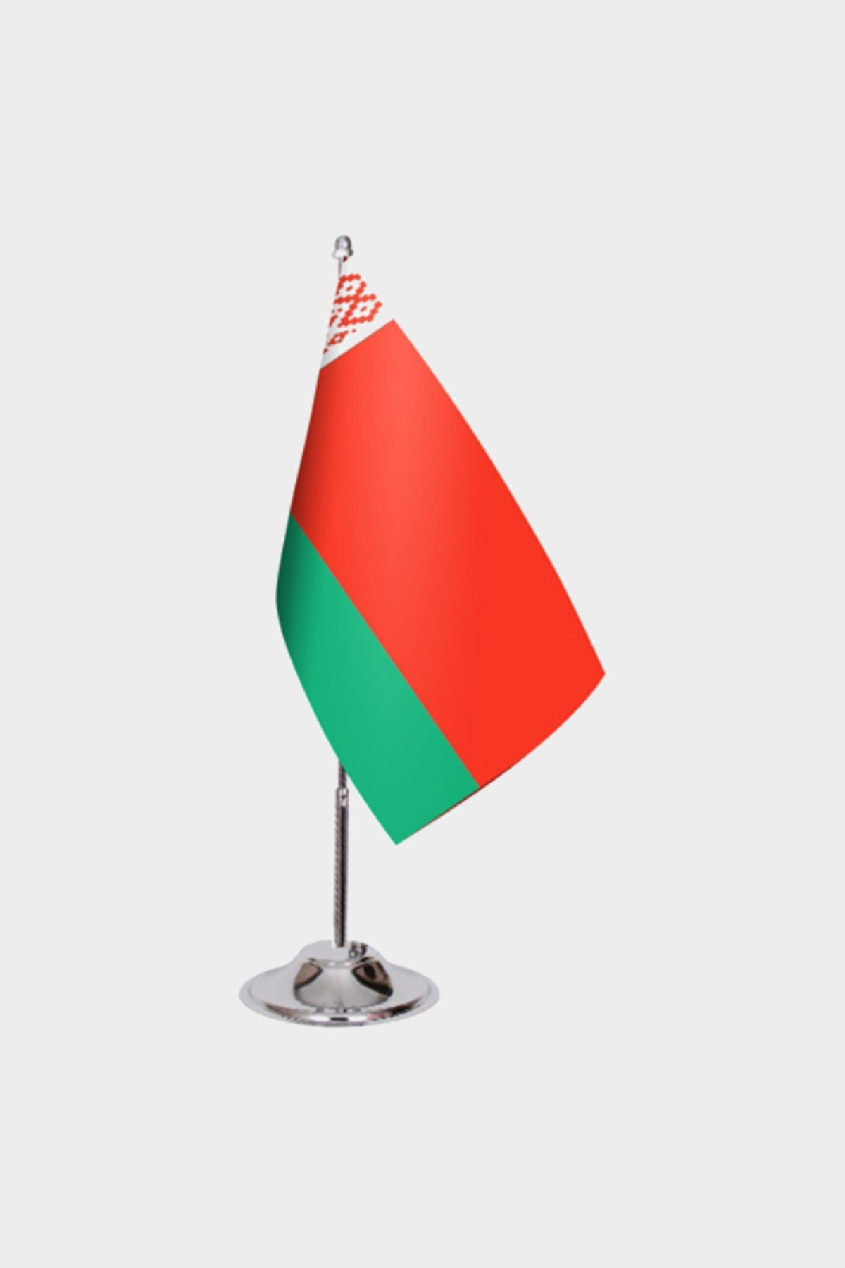 Belarus Desk Flag - Premium Double-Layer Satin with Chrome L-Shaped Stand | Professional Quality Country Desk Flag for Government Offices and Institutions