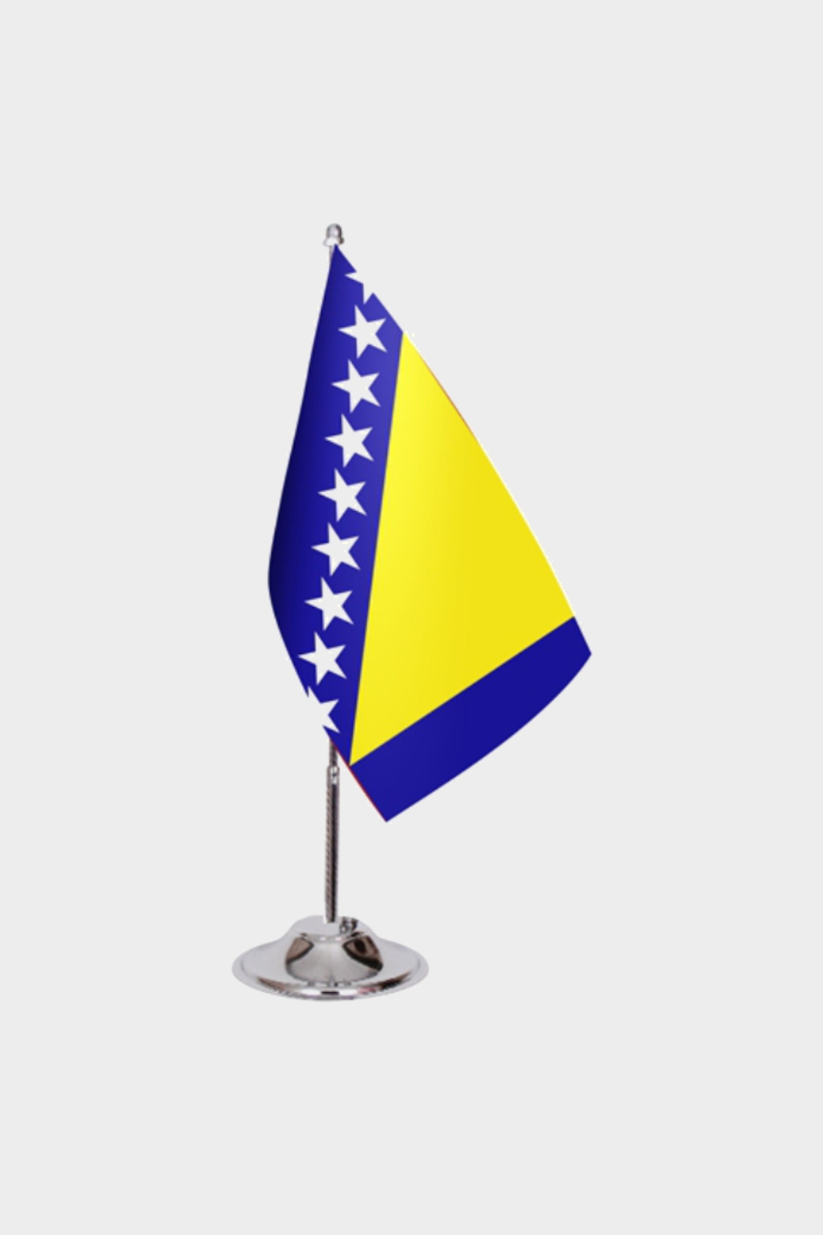 Bosna and Herzegovina Desk Flag - Premium Double-Layer Satin with Chrome L-Shaped Stand | Professional Quality Country Desk Flag for Government Offices and Institutions