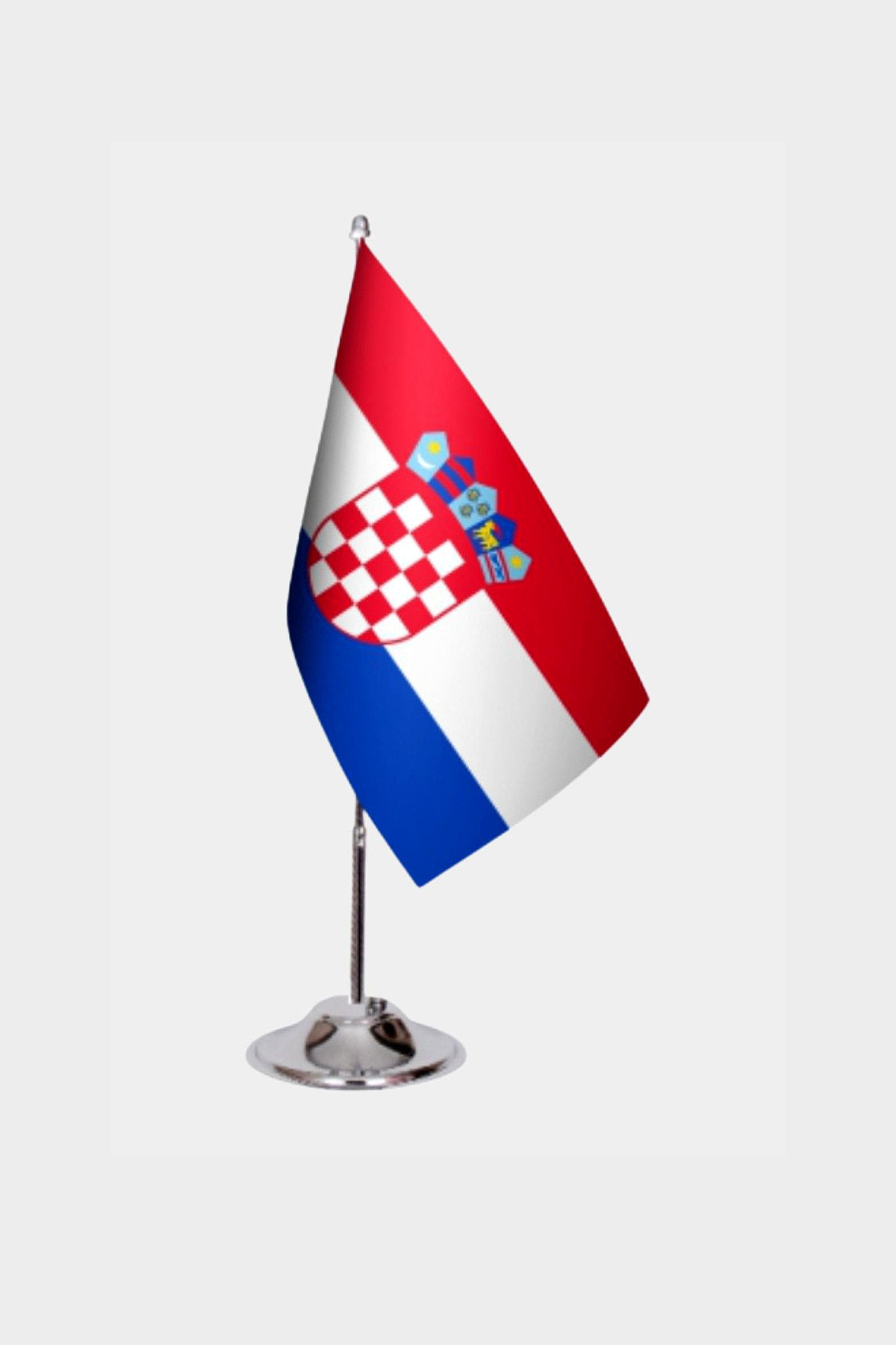 Croatia Desk Flag - Premium Double-Layer Satin with Chrome L-Shaped Stand | Professional Quality Country Desk Flag for Government Offices and Institutions