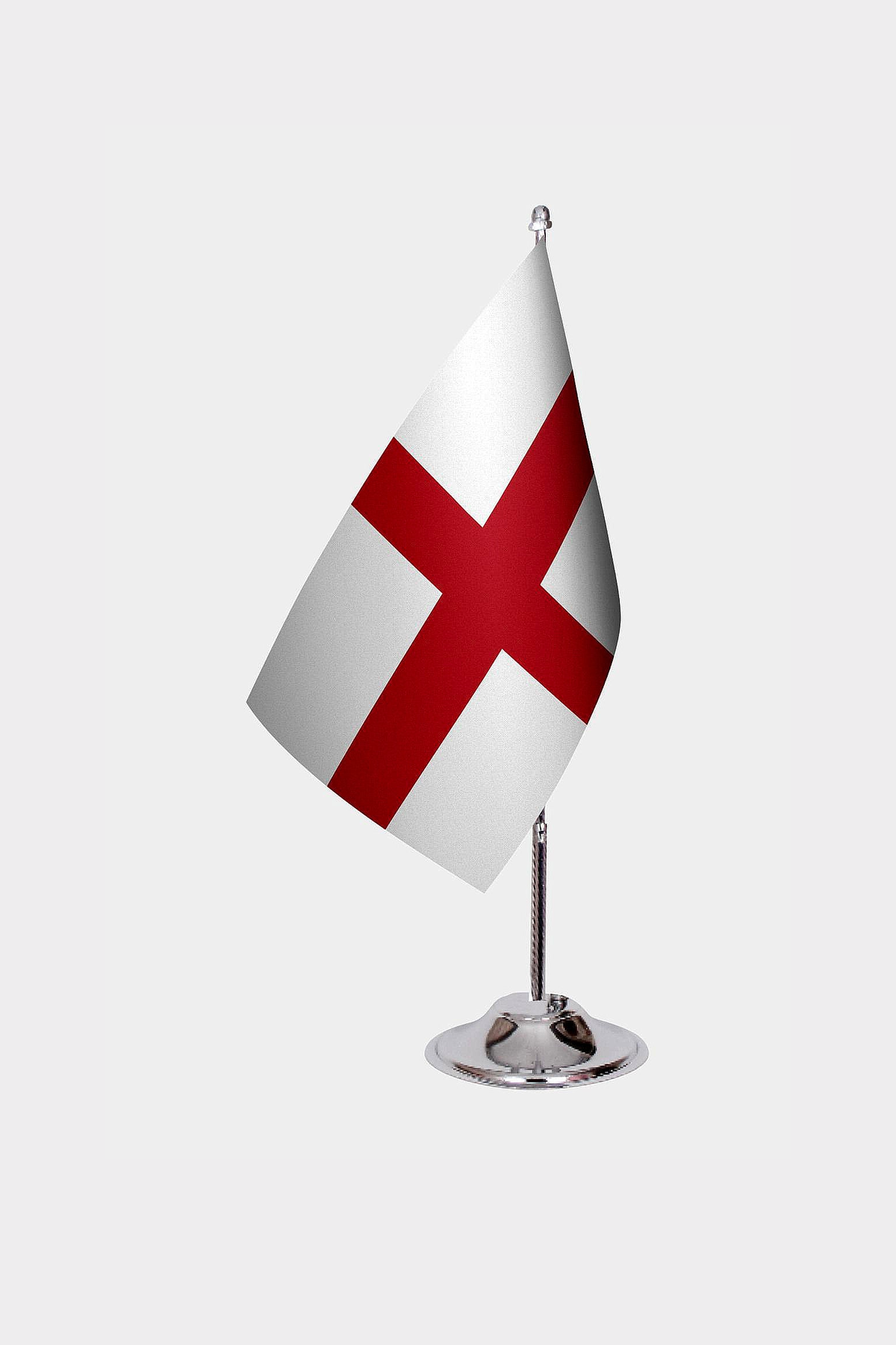 England Desk Flag - Premium Double-Layer Satin with Chrome L-Shaped Stand | Professional Quality Country Desk Flag for Government Offices and Institutions
