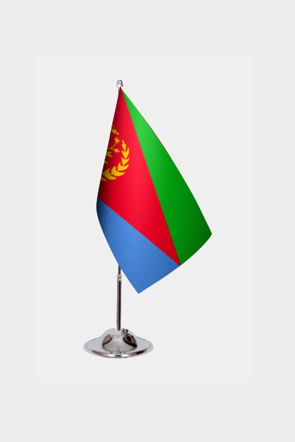 Eritrea Desk Flag - Premium Double-Layer Satin with Chrome L-Shaped Stand | Professional Quality Country Desk Flag for Government Offices and Institutions