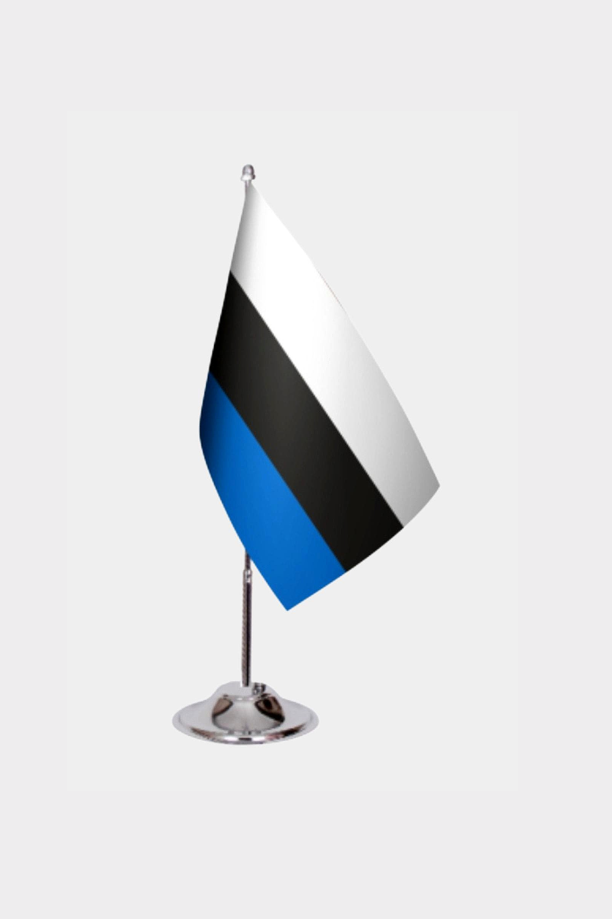 Estonia Desk Flag - Premium Double-Layer Satin with Chrome L-Shaped Stand | Professional Quality Country Desk Flag for Government Offices and Institutions