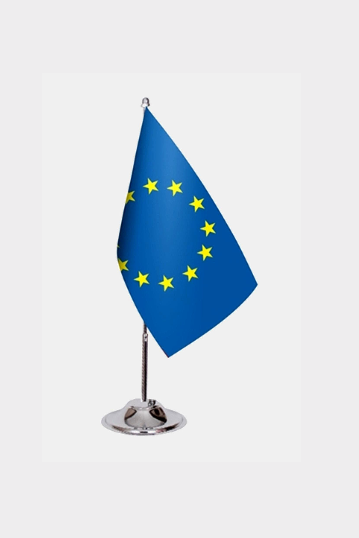 European Union Desk Flag - Premium Double-Layer Satin with Chrome L-Shaped Stand | Professional Quality Country Desk Flag for Government Offices and Institutions