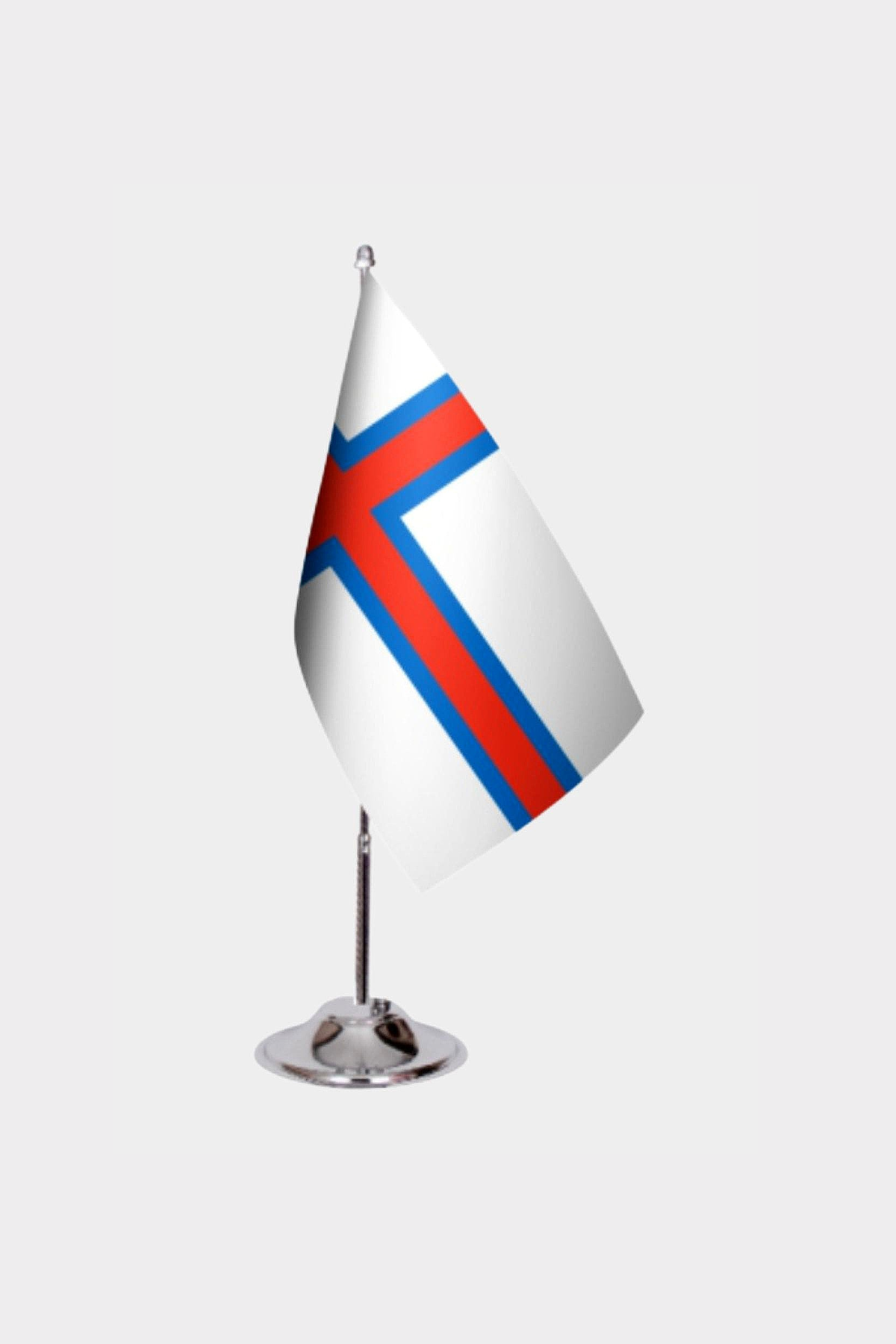 Faroe Islands Desk Flag - Premium Double-Layer Satin with Chrome L-Shaped Stand | Professional Quality Country Desk Flag for Government Offices and Institutions