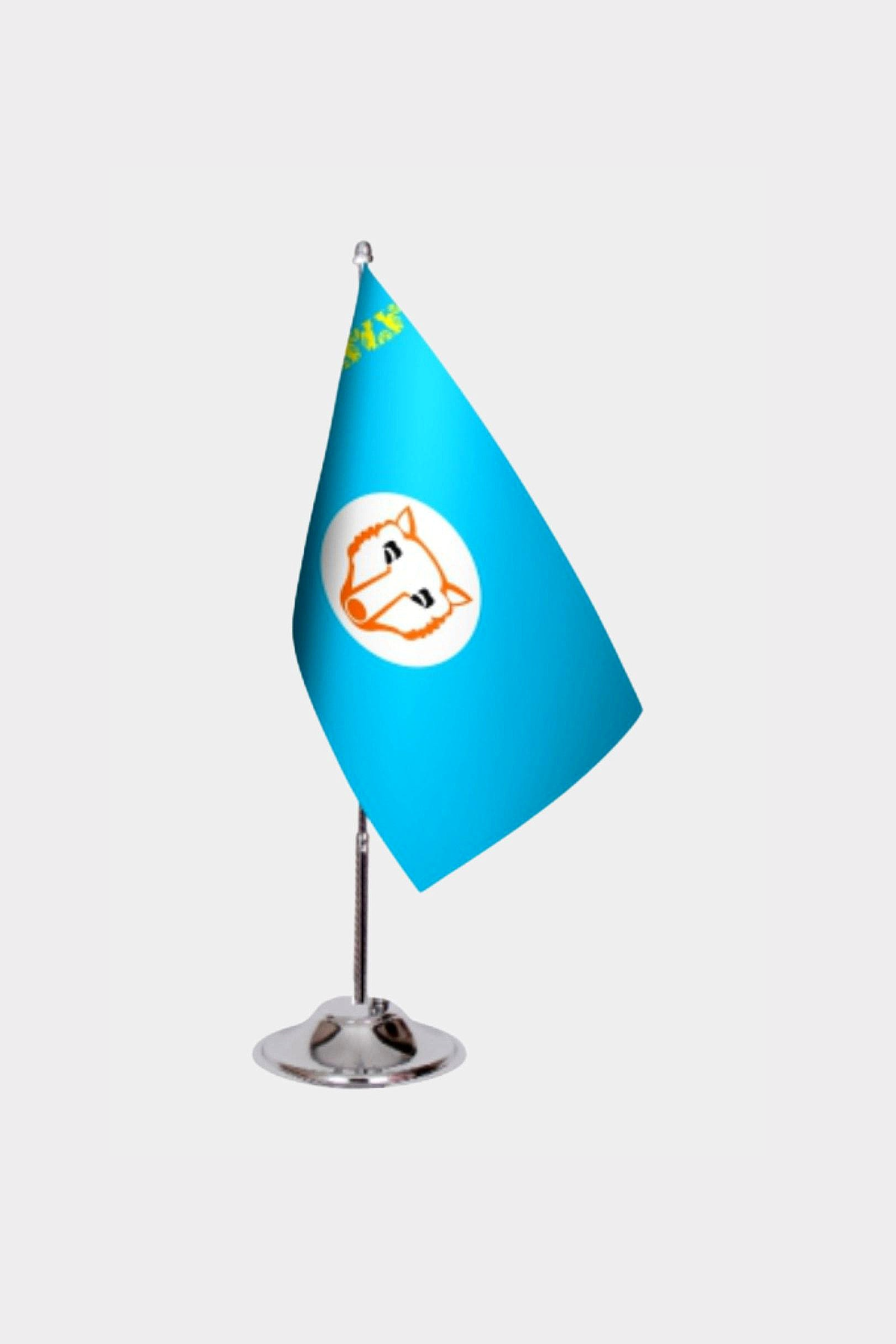 Gagauz Desk Flag - Premium Double-Layer Satin with Chrome L-Shaped Stand | Professional Quality Country Desk Flag for Government Offices and Institutions