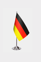 Germany Desk Flag - Premium Double-Layer Satin with Chrome L-Shaped Stand | Professional Quality Country Desk Flag for Government Offices and Institutions