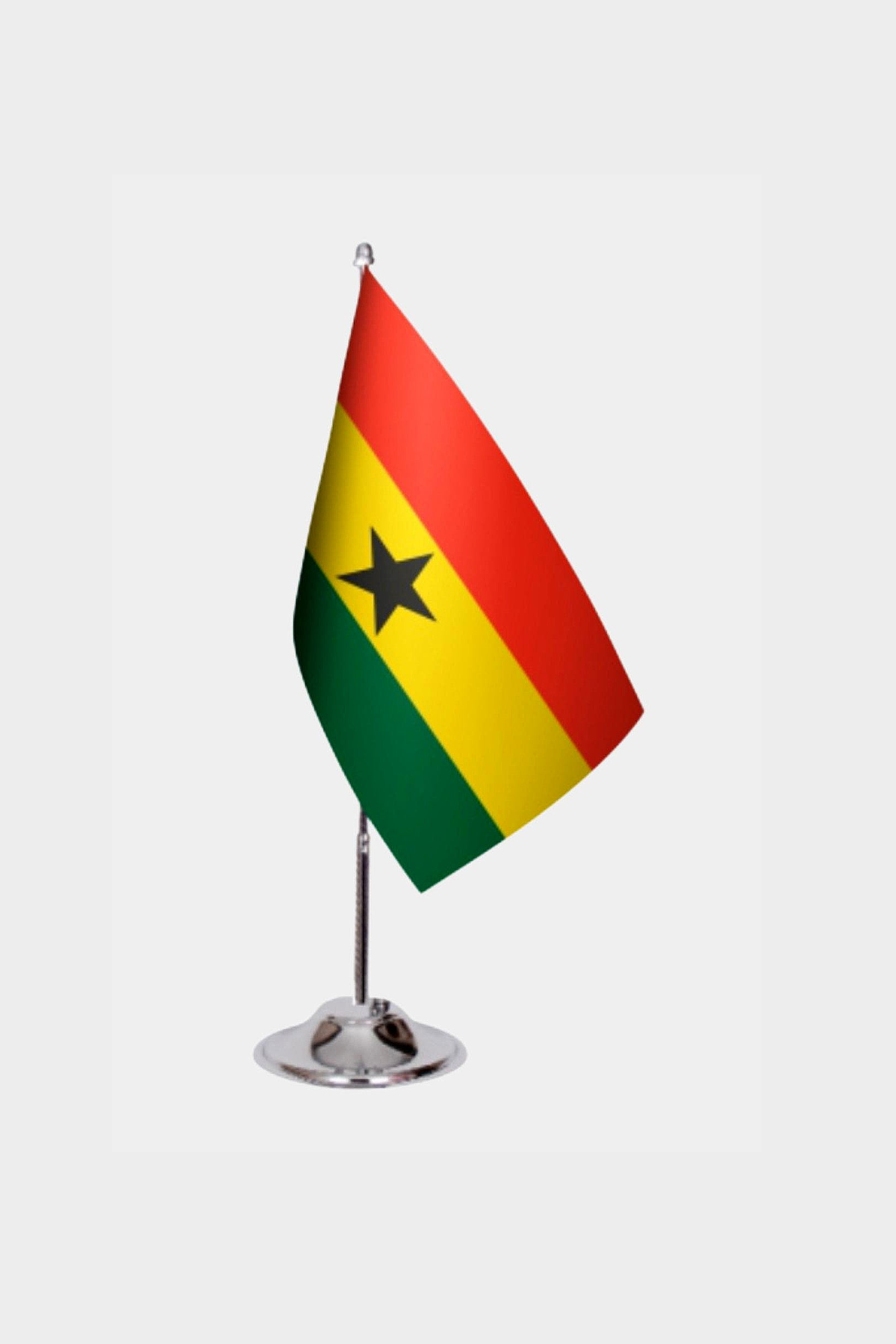 Ghana Desk Flag - Premium Double-Layer Satin with Chrome L-Shaped Stand | Professional Quality Country Desk Flag for Government Offices and Institutions