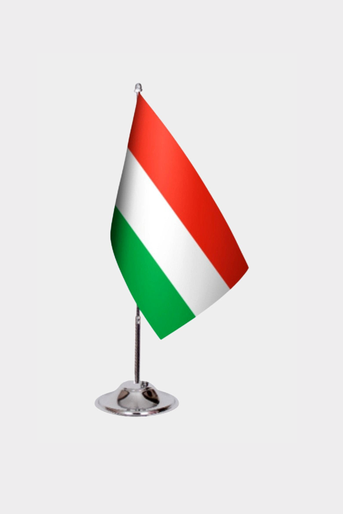 Hungary Desk Flag - Premium Double-Layer Satin with Chrome L-Shaped Stand | Professional Quality Country Desk Flag for Government Offices and Institutions