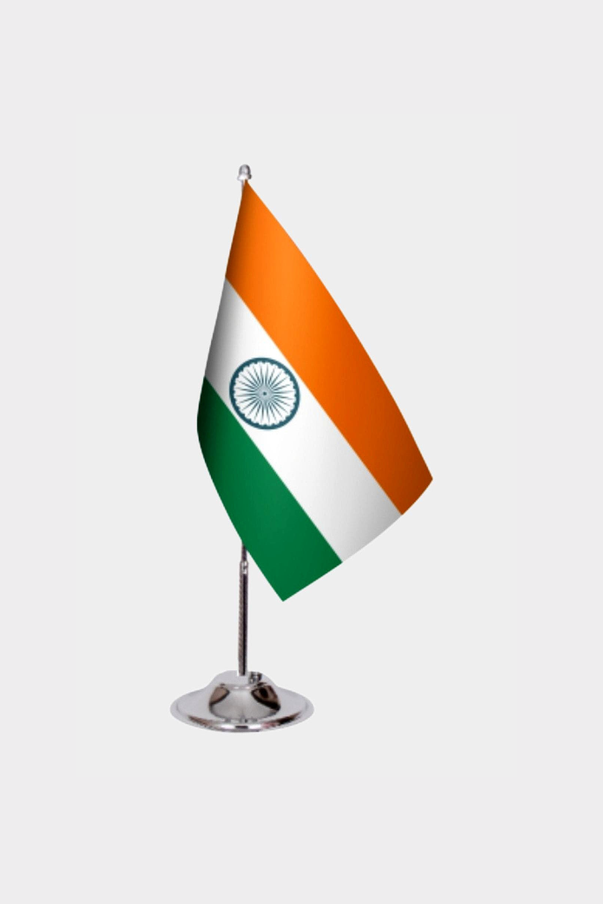 India Desk Flag - Premium Double-Layer Satin with Chrome L-Shaped Stand | Professional Quality Country Desk Flag for Government Offices and Institutions