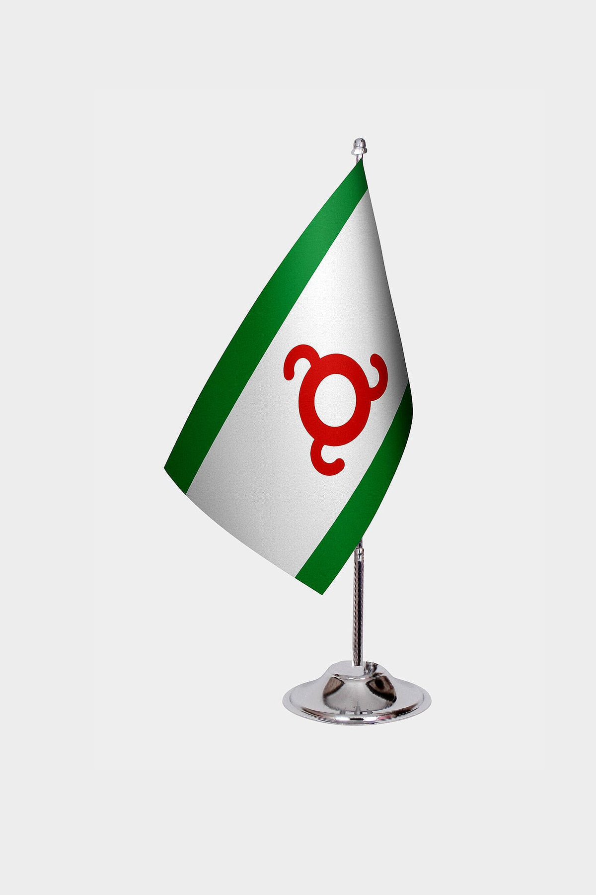Ingushetia Desk Flag - Premium Double-Layer Satin with Chrome L-Shaped Stand | Professional Quality Country Desk Flag for Government Offices and Institutions