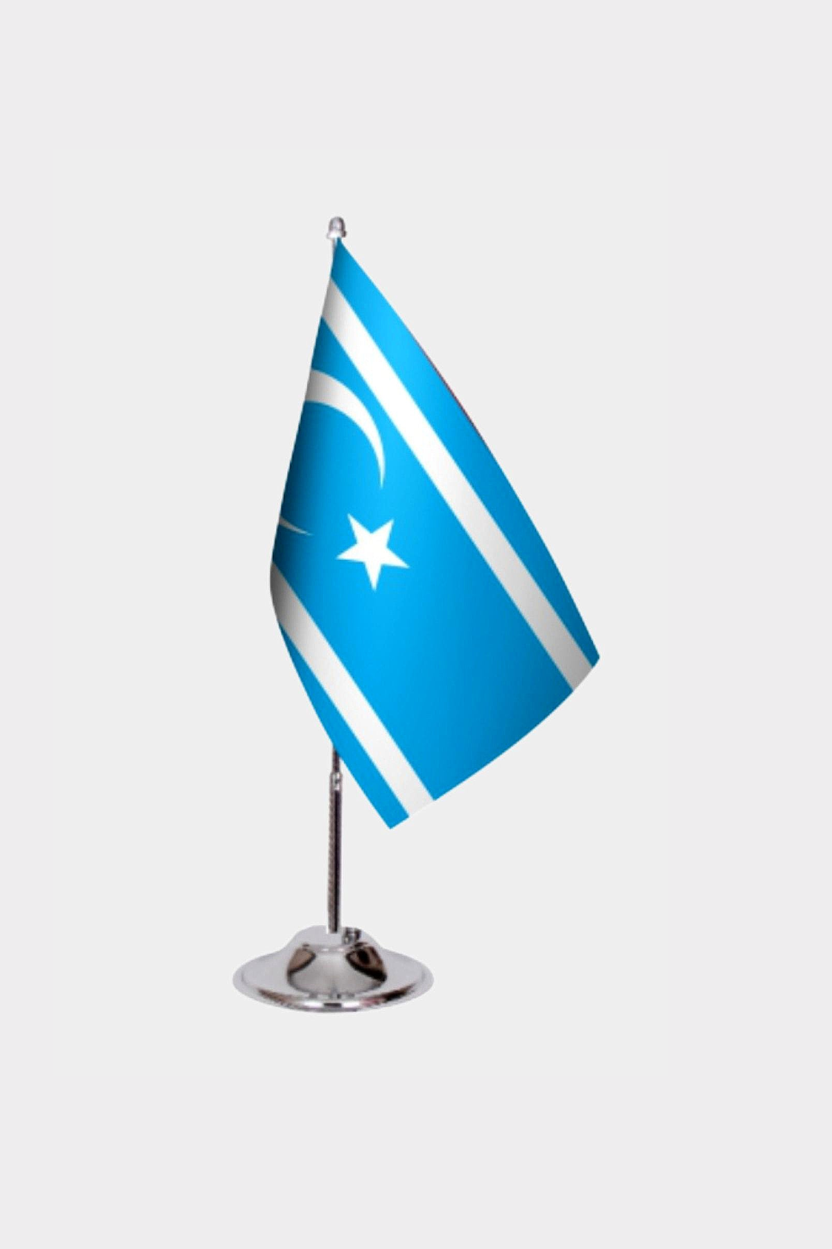 Iraqi Turkmen Desk Flag - Premium Double-Layer Satin with Chrome L-Shaped Stand | Professional Quality Country Desk Flag for Government Offices and Institutions