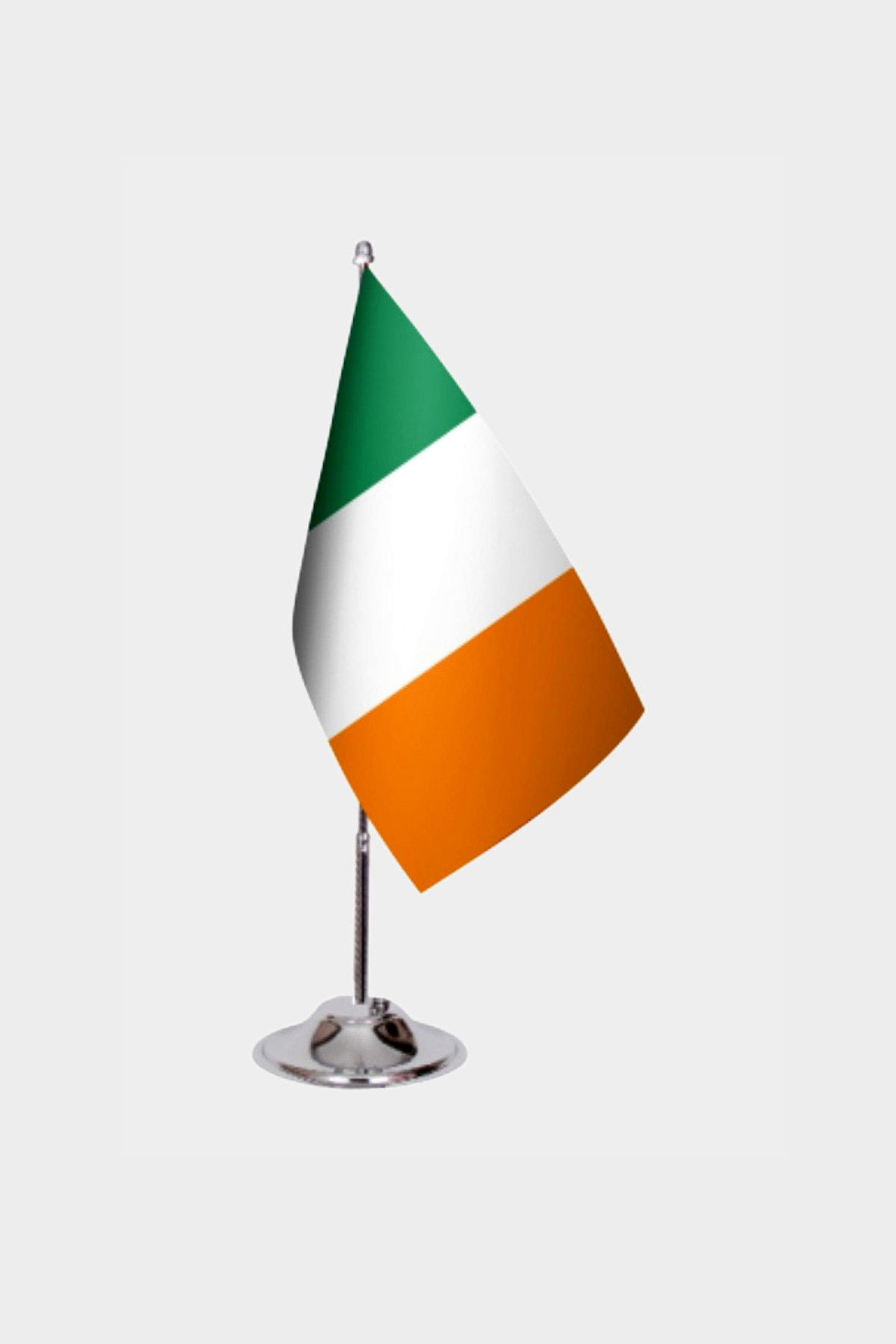 Ireland Desk Flag - Premium Double-Layer Satin with Chrome L-Shaped Stand | Professional Quality Country Desk Flag for Government Offices and Institutions
