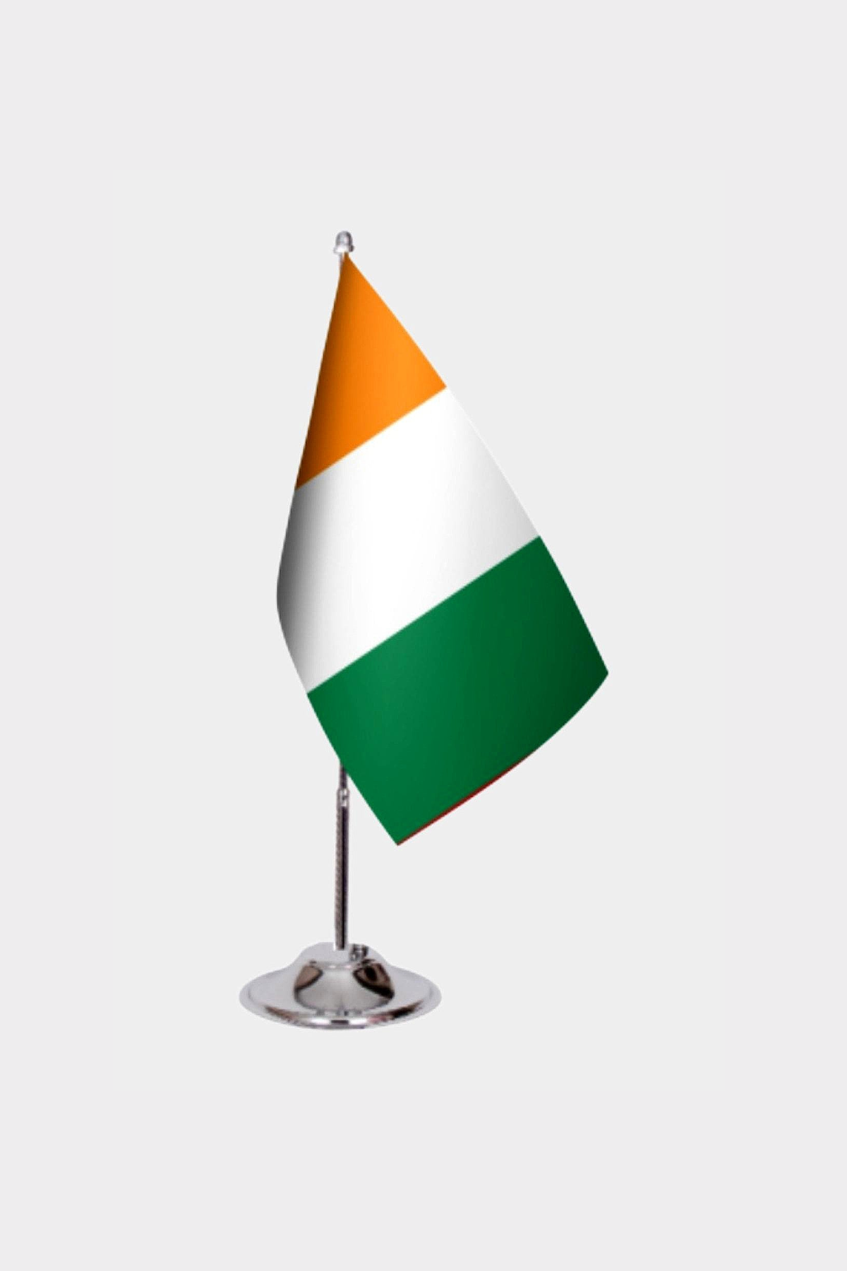Ivory Coast Desk Flag - Premium Double-Layer Satin with Chrome L-Shaped Stand | Professional Quality Country Desk Flag for Government Offices and Institutions