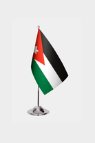 Jordan Desk Flag - Premium Double-Layer Satin with Chrome L-Shaped Stand | Professional Quality Country Desk Flag for Government Offices and Institutions