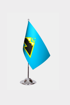 Karachay-Circassian Desk Flag - Premium Double-Layer Satin with Chrome L-Shaped Stand | Professional Quality Country Desk Flag for Government Offices and Institutions