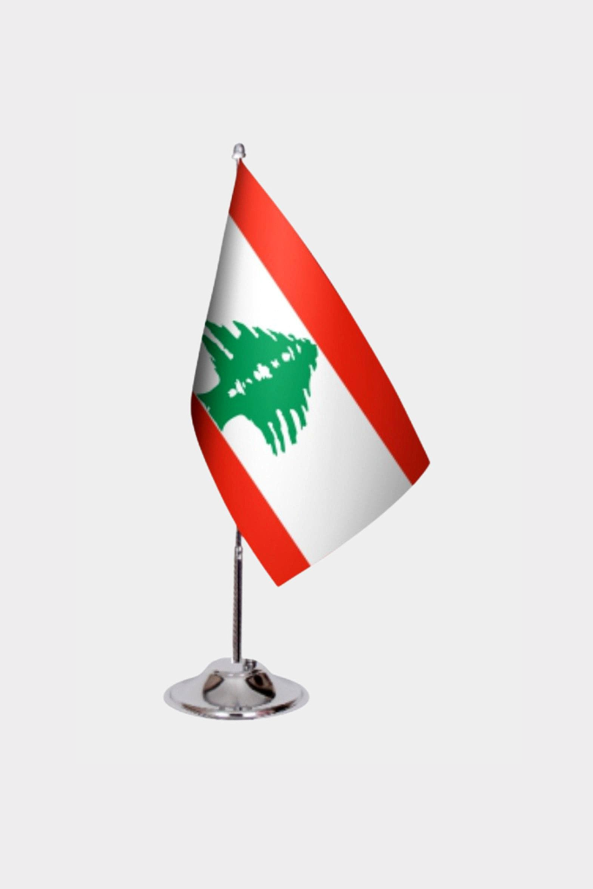 Lebanon Desk Flag - Premium Double-Layer Satin with Chrome L-Shaped Stand | Professional Quality Country Desk Flag for Government Offices and Institutions