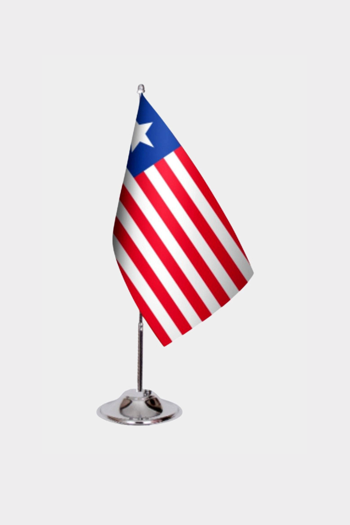 Liberia Desk Flag - Premium Double-Layer Satin with Chrome L-Shaped Stand | Professional Quality Country Desk Flag for Government Offices and Institutions