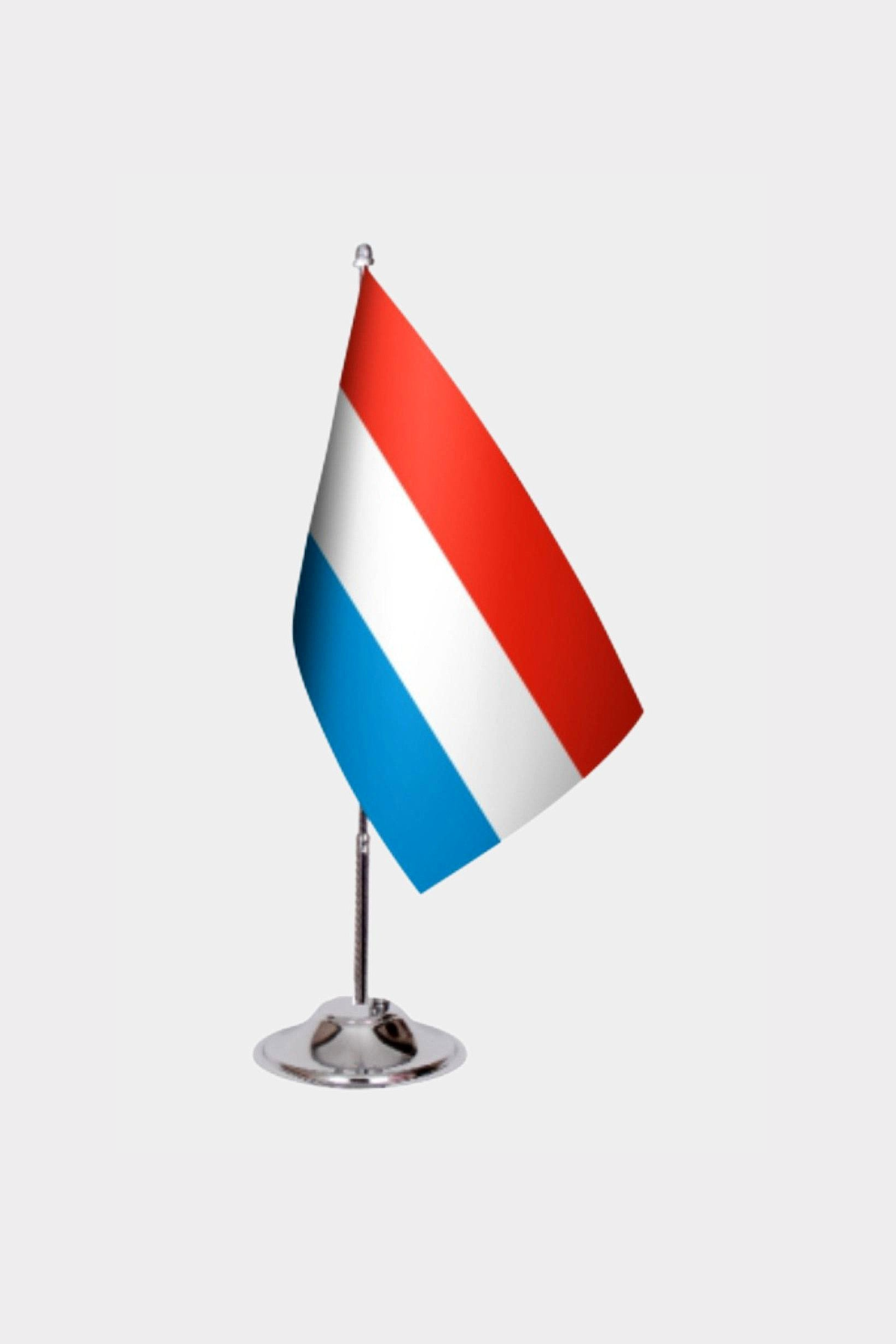 Luxembourg Desk Flag - Premium Double-Layer Satin with Chrome L-Shaped Stand | Professional Quality Country Desk Flag for Government Offices and Institutions
