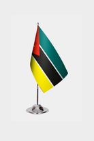 Mozambique Desk Flag - Premium Double-Layer Satin with Chrome L-Shaped Stand | Professional Quality Country Desk Flag for Government Offices and Institutions
