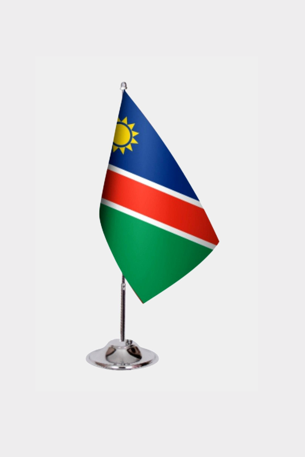 Namibia Desk Flag - Premium Double-Layer Satin with Chrome L-Shaped Stand | Professional Quality Country Desk Flag for Government Offices and Institutions