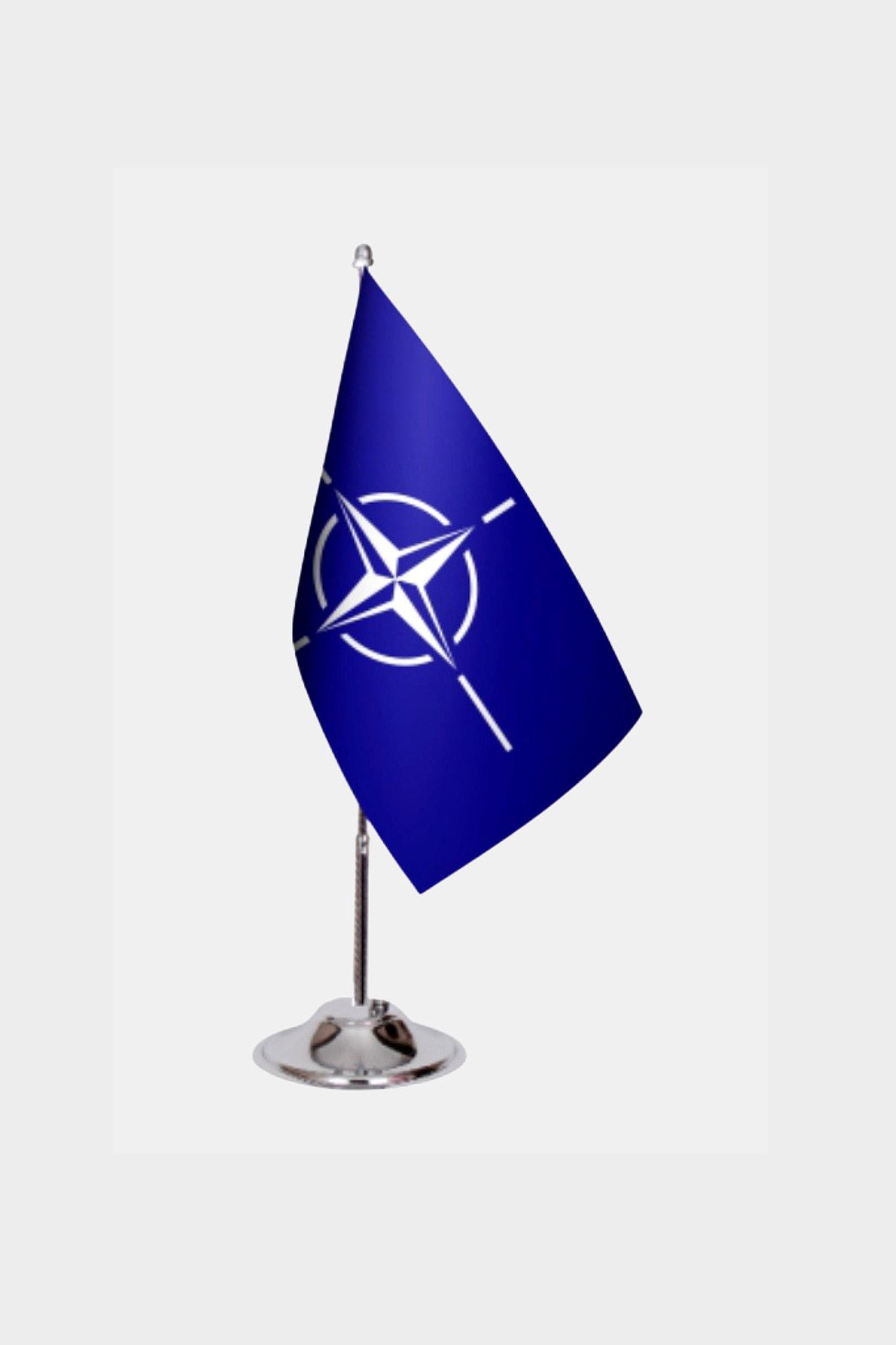 Nato Desk Flag - Premium Double-Layer Satin with Chrome L-Shaped Stand | Professional Quality Country Desk Flag for Government Offices and Institutions