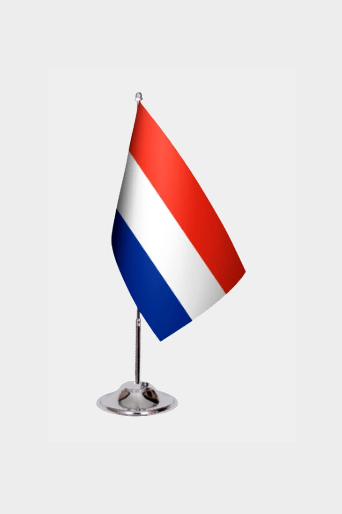 Netherlands Desk Flag - Premium Double-Layer Satin with Chrome L-Shaped Stand | Professional Quality Country Desk Flag for Government Offices and Institutions