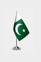 Pakistan Desk Flag - Premium Double-Layer Satin with Chrome L-Shaped Stand | Professional Quality Country Desk Flag for Government Offices and Institutions
