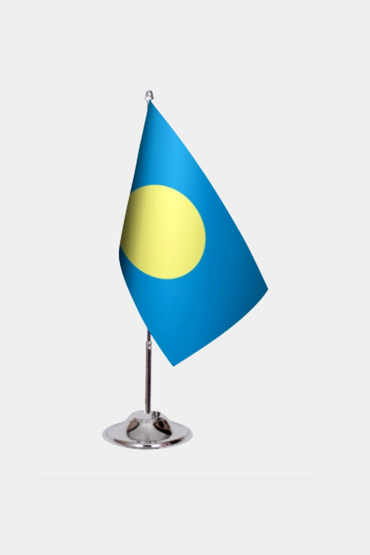 Palau Desk Flag - Premium Double-Layer Satin with Chrome L-Shaped Stand | Professional Quality Country Desk Flag for Government Offices and Institutions
