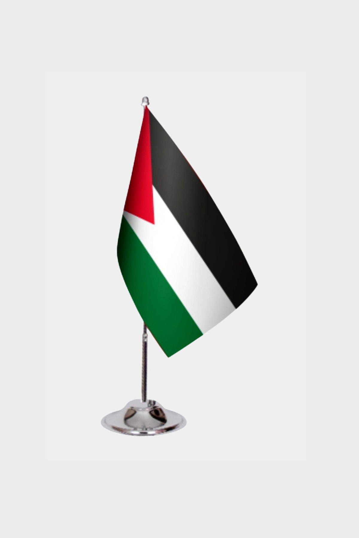 Palestine Desk Flag - Premium Double-Layer Satin with Chrome L-Shaped Stand | Professional Quality Country Desk Flag for Government Offices and Institutions