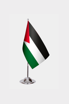 Palestine Desk Flag - Premium Double-Layer Satin with Chrome L-Shaped Stand | Professional Quality Country Desk Flag for Government Offices and Institutions