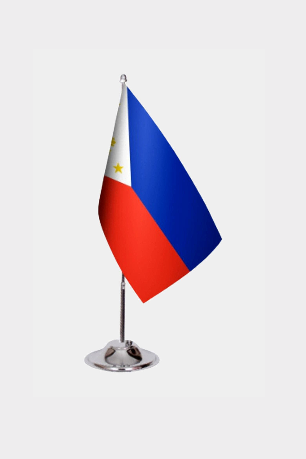 Philippines Desk Flag - Premium Double-Layer Satin with Chrome L-Shaped Stand | Professional Quality Country Desk Flag for Government Offices and Institutions