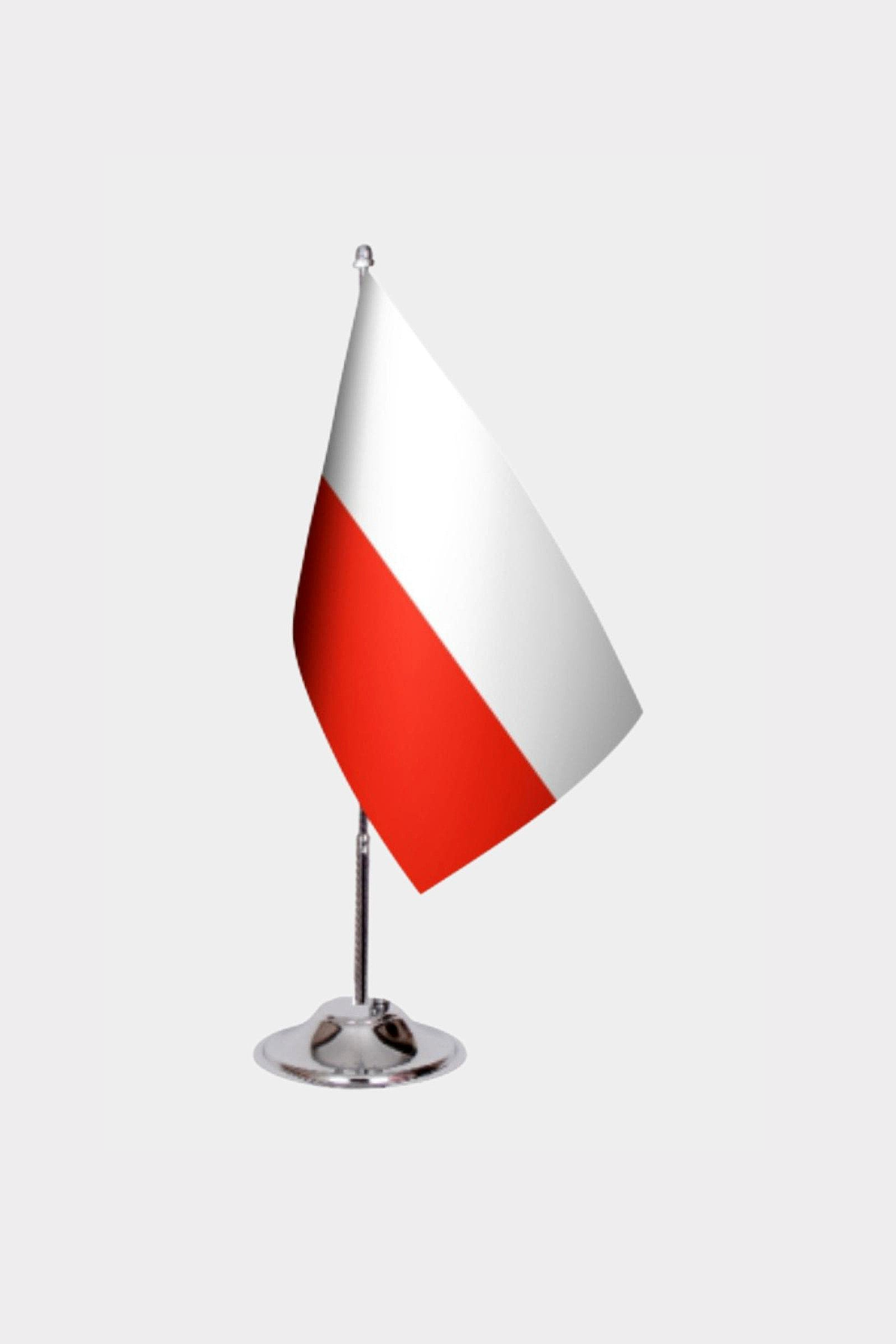 Poland Desk Flag - Premium Double-Layer Satin with Chrome L-Shaped Stand | Professional Quality Country Desk Flag for Government Offices and Institutions