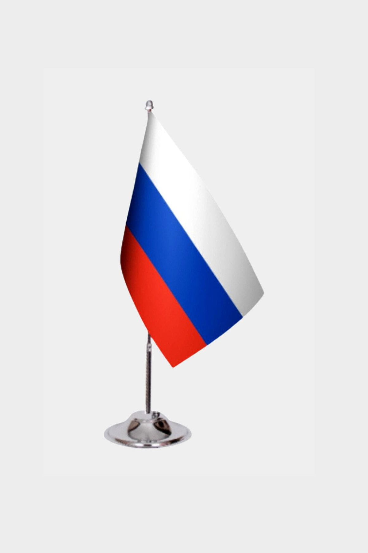 Russia Desk Flag - Premium Double-Layer Satin with Chrome L-Shaped Stand | Professional Quality Country Desk Flag for Government Offices and Institutions