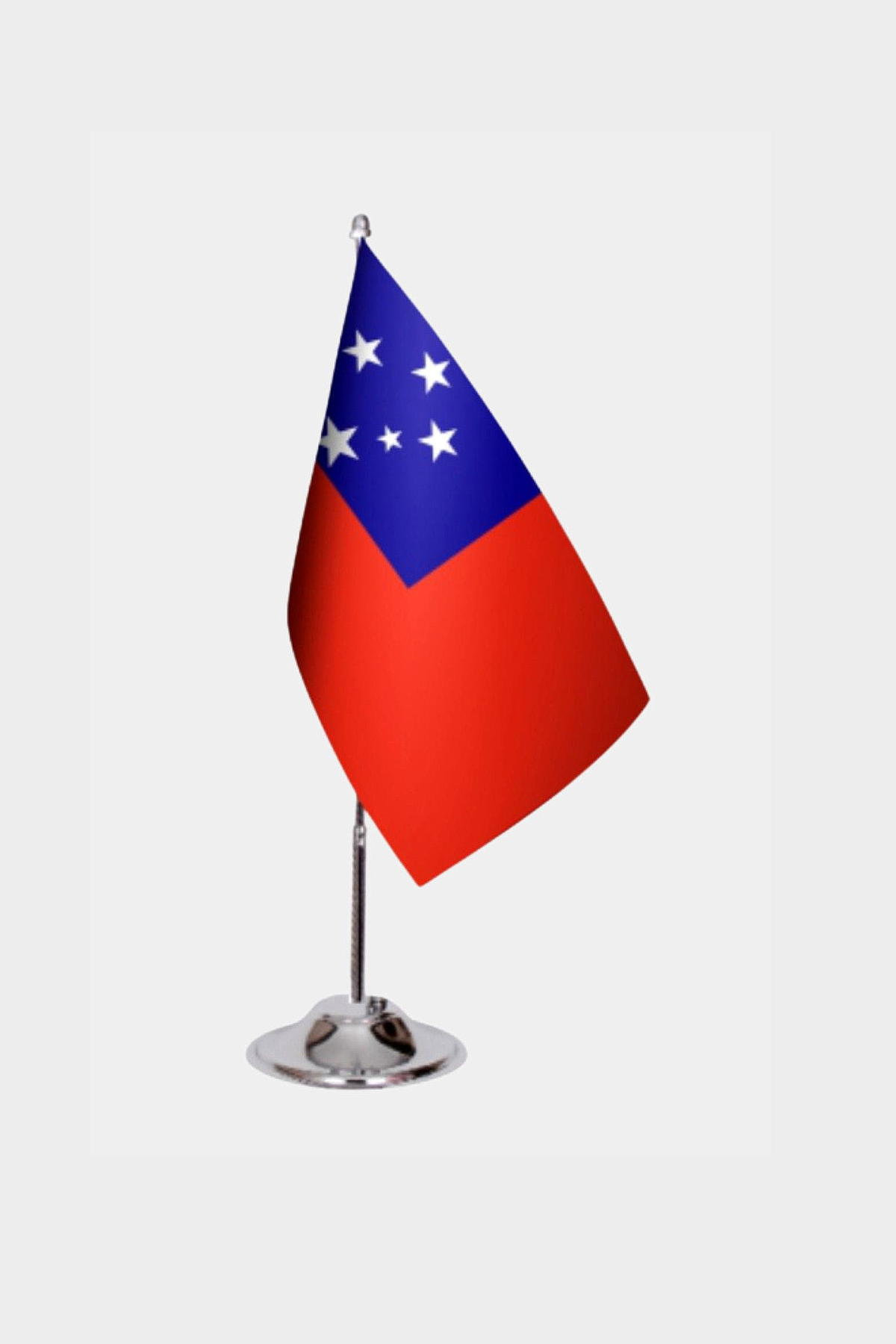 Samoa Desk Flag - Premium Double-Layer Satin with Chrome L-Shaped Stand | Professional Quality Country Desk Flag for Government Offices and Institutions