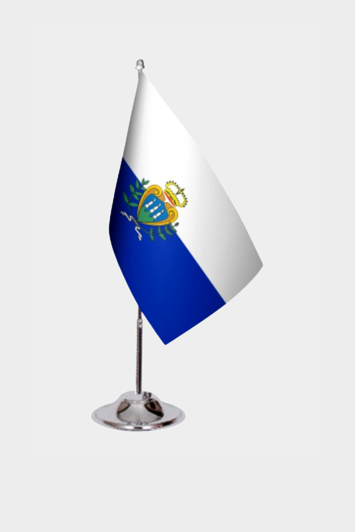 San Marino Desk Flag - Premium Double-Layer Satin with Chrome L-Shaped Stand | Professional Quality Country Desk Flag for Government Offices and Institutions